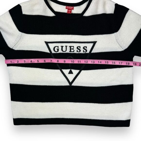 Guess Pullover Striped Knit Sweater XS Extra Small Women’s Black White Crewneck - Picture 6 of 12